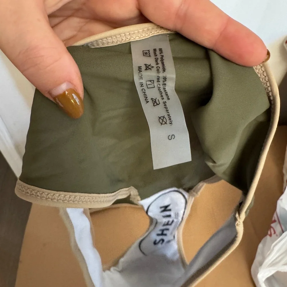 NWT Shein Olive Green Two Piece Bikini Swimsuit Ring Detail Size Small‎